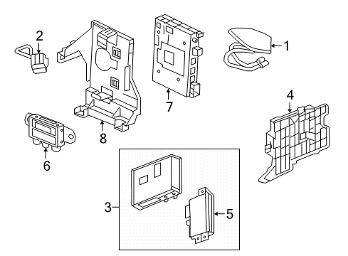 2018 Cadillac XT5 Communication System Components Module Bracket Diagram for 23505939