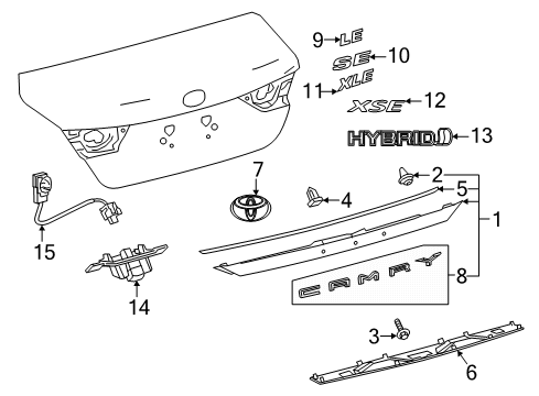 2021 Toyota Camry Parking Aid Nameplate Diagram for 7544106100
