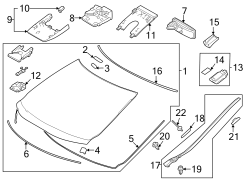 Wipers Dam, Window Glass Adhesive Diagram for 5611764010