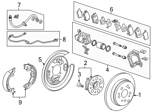 2014 Acura RDX Brake Components Hose Set, Right Rear Diagram for 01466TX4A01