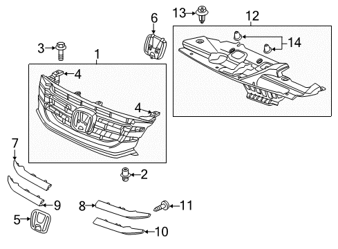 2014 Honda Odyssey Grille & Components Screw, Tapping (5X16) (Po) Diagram for 93913154J0