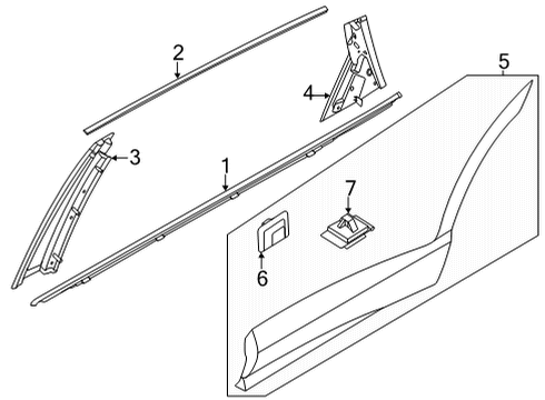 Exterior Trim - Rear Door Clip-Side Sill Moulding Mounting Diagram for 87767J9000