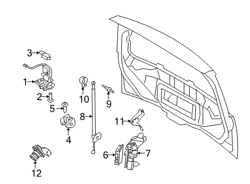 2010 Ford Flex Lift Gate Operating Rod Diagram for 8A8Z74431A78B