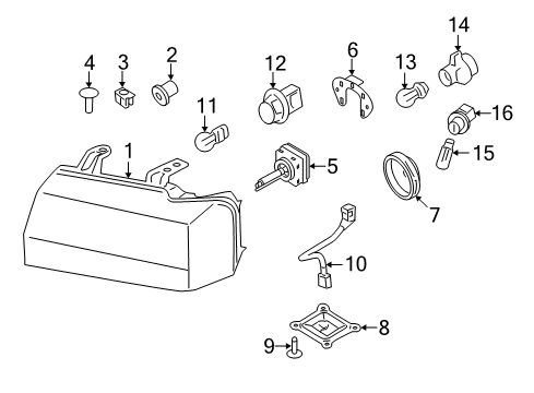2007 Lincoln Navigator Bulbs Seal Grommet Diagram for F5OY14603A
