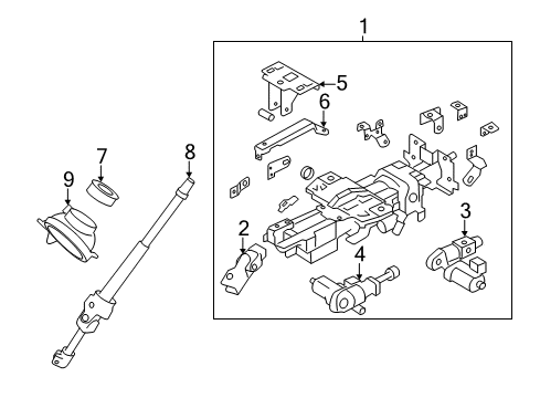 2009 Nissan Murano Steering Column & Wheel, Steering Gear & Linkage Column Assy-Steering, Upper Diagram for 488101AG6C