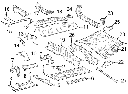 Floor & Rails Member, Front Floor Cross Diagram for 5745147040