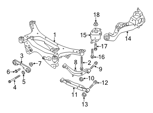 2014 Nissan Juke Rear Suspension Components, Lower Control Arm, Upper Control Arm, Stabilizer Bar Arm Rear Suspension RH Diagram for 555011KD0A