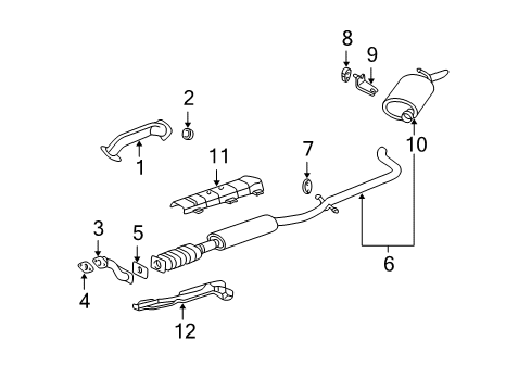 2005 Buick LeSabre Exhaust Components Muffler W/Tailpipe Diagram for 25773763