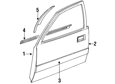 1994 Infiniti G20 Front Door & Components, Exterior Trim Moulding-Front Door, LH Diagram for 8087178J04