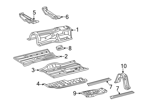 2007 Lexus SC430 Floor & Rails Reinforcement, Front Floor Under Diagram for 5741724030