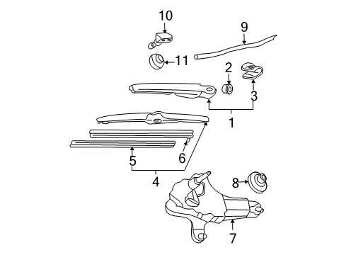 2007 Toyota RAV4 Back Door - Wiper & Washer Components Washer Nozzle Diagram for 8539142010