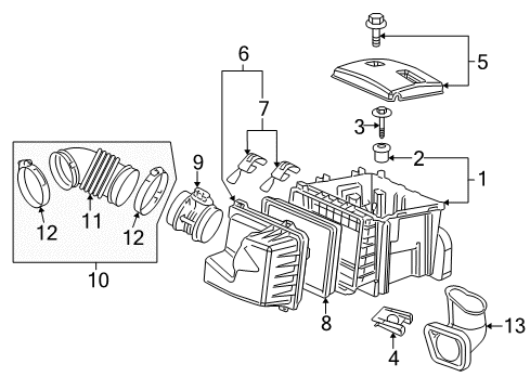 2007 Saturn Relay Air Intake Housing Asm-Air Cleaner Lower Diagram for 15924013