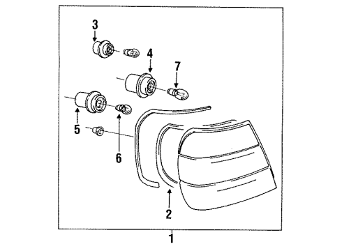1989 BMW 535i Tail Lamps Rear Light In The Side Panel, Left Diagram for 63211389011