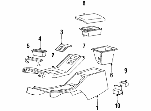 1989 Mercury Cougar Center Console Finish Panel Diagram for E9SZ63045E24A