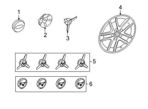 2005 Ford Mustang Wheel Covers & Trim Cap Assembly Diagram for 5R3Z1130BA