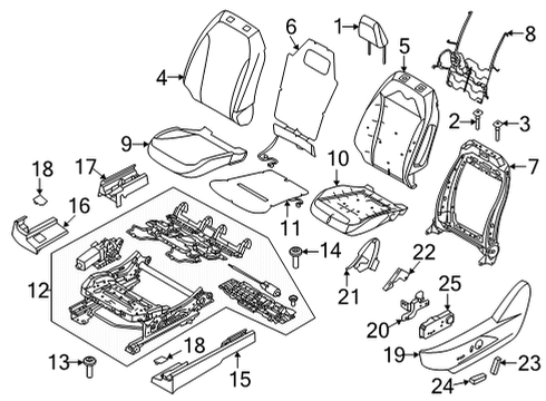 2022 Ford Mustang Mach-E Driver Seat Components PAD - SEAT CUSHION Diagram for LJ8Z58632A23C