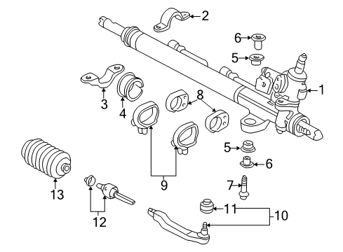 2003 Acura RL Steering Column & Wheel, Steering Gear & Linkage End, Driver Side Tie Rod Diagram for 53560SZ3003