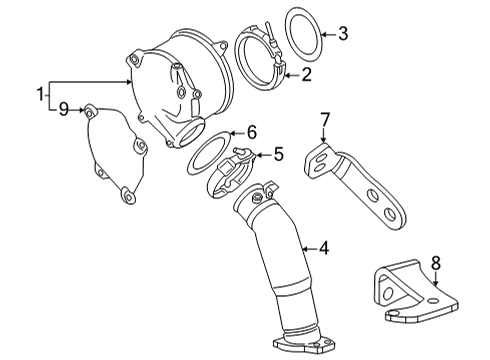 2022 GMC Sierra 3500 HD Turbocharger & Components Exhaust Pipe Upper Bracket Diagram for 12662528