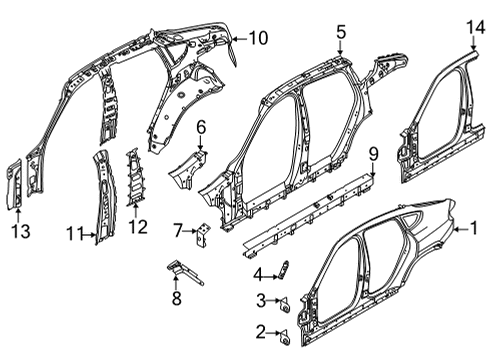 1999 Chevrolet Tracker Aperture Panel, Uniside Bracket, Side Panel, Top Diagram for 41009481391