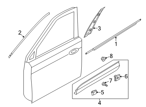 2019 Hyundai Santa Fe Exterior Trim - Front Door GARNISH Assembly-FRT Dr Side, LH Diagram for 87721S2200