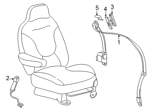 2003 BMW 540i Front Seat Belts Buckle Extension Diagram for YL8Z78611C22AA