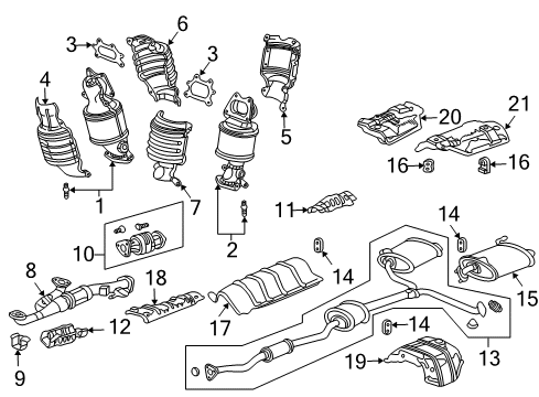 2006 Honda Accord Exhaust Manifold Rubber, Exhuast Mounting Diagram for 18215SDAA12