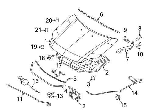 2011 Lincoln MKZ Hood & Components Front Weatherstrip Diagram for 9H6Z16B990A