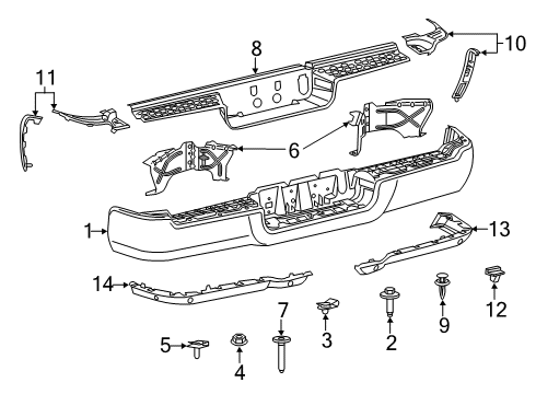 2022 Ram 2500 Bumper & Components - Rear Step Bumper Diagram for 68451115AA