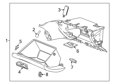 2022 Cadillac XT6 Glove Box Damper Diagram for 23319794