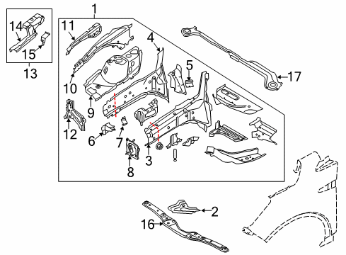 2018 Ford Escape Structural Components & Rails Tie Bar Diagram for G1FZ16A200A