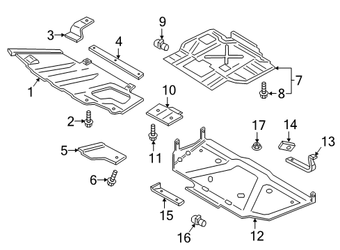 2019 Ford F-150 Front Bumper Skid Plate Nut Diagram for W717461S439