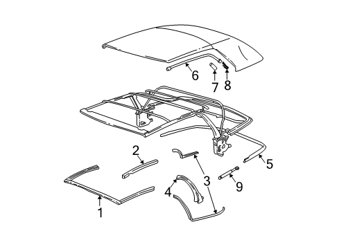 2002 BMW 330Ci Attaching Components - Top Tension Rope Diagram for 54318268977