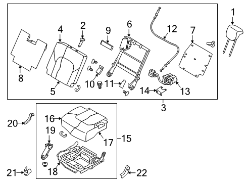 2018 Nissan Armada Third Row Seats Frame Assy-Back, 3RD Seat RH Diagram for 896011LE1A
