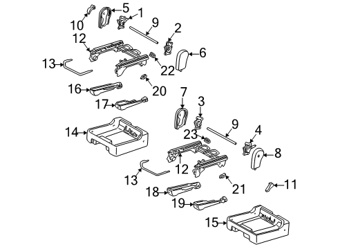 2003 Toyota Sequoia Tracks & Components Recliner Knob Diagram for 725250C020B0