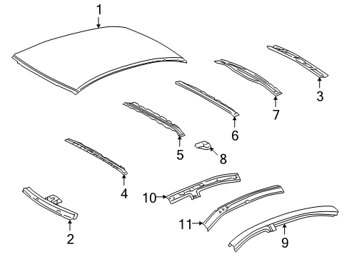 2007 Lexus GS450h Roof & Components Panel, Roof Diagram for 6311130620