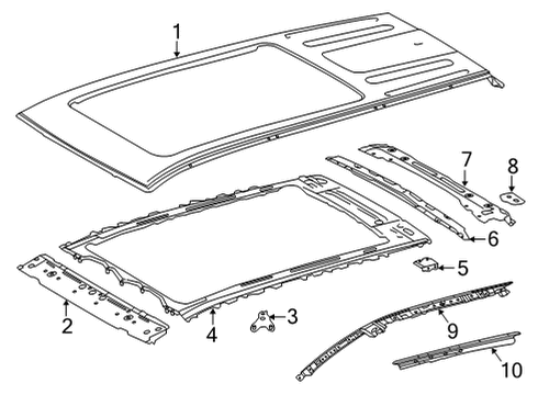 2020 Toyota Highlander Roof & Components Opening Frame Diagram for 631030E100