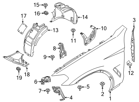 2020 BMW X4 Fender & Components Cover, Wheel Arch, Frontsection, Frontright Diagram for 51717394814
