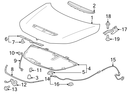 2009 Ford Edge Hood & Components GARNISH *NH547* Diagram for 7416031MA01ZA