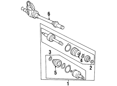 1997 Kia Sephia Drive Axles - Front Joint Shaft Assembly Diagram for 0K24B25700
