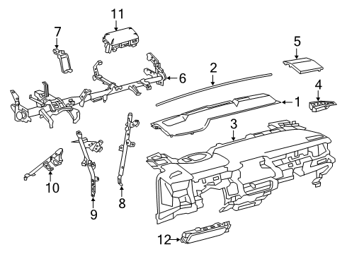 2022 Toyota Corolla Cluster & Switches, Instrument Panel Bracket, Instrument Diagram for 5539502030