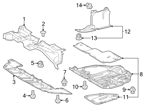 2022 Toyota Corolla Cross Splash Shields Sight Shield Diagram for 16561F2030