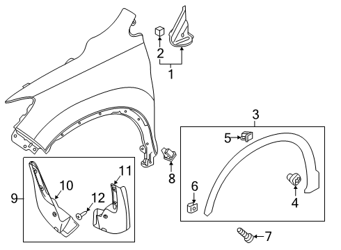 2017 Honda Ridgeline Exterior Trim - Fender Garnish Assy., R. FR. Pillar Corner Diagram for 75490T6ZA01