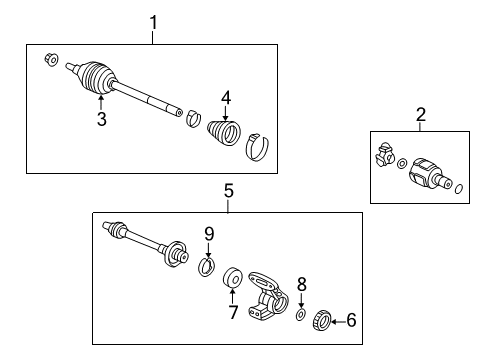 1998 Honda Accord Drive Axles - Front Driveshaft Set, Driver Side Diagram for 44011S84A10