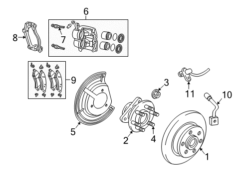 2010 Dodge Dakota Brake Components Shoe-Drum Diagram for 68000248AA