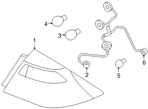 2006 Ford Five Hundred Bulbs Tail Lamp Assembly Diagram for 6G1Z13404AA