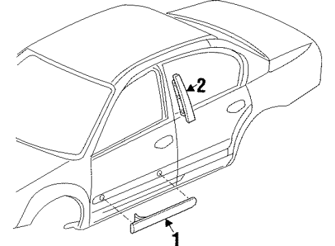 1999 Oldsmobile Cutlass Exterior Trim - Front Door Applique Asm-Front Side Door Window Frame Rear Diagram for 21995386