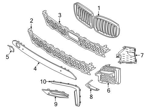 2022 BMW X7 Grille & Components Grill Front Diagram for 51137454895