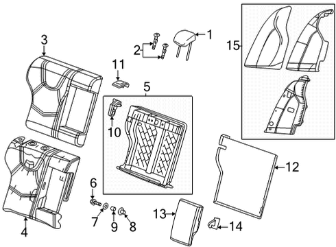 2021 Cadillac CT5 Rear Seat Components Headrest Diagram for 84724374