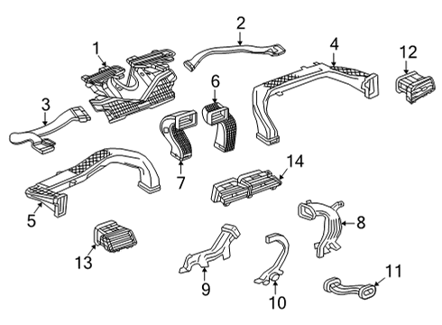 2022 GMC Yukon Ducts OUTLET ASM-I/P CTR AIR (RH PROC) *JET BLACK Diagram for 85158291