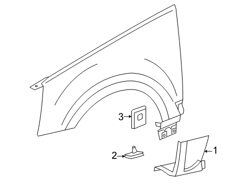 2006 Cadillac SRX Exterior Trim - Fender Front Molded Splash Guards in Black Diagram for 12498913